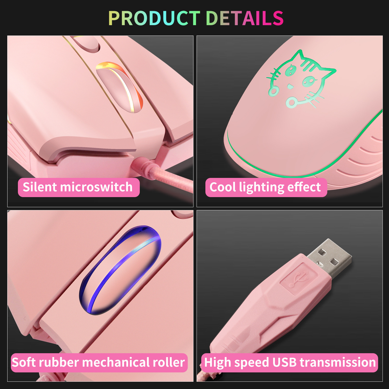 USB Wired Gaming Mouse Pink Co - Esports Gaming Maus recension och pris