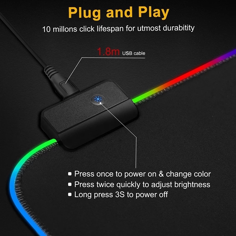 LED Light Mousepad RGB Keyboar - Esports Gaming Table recension och pris
