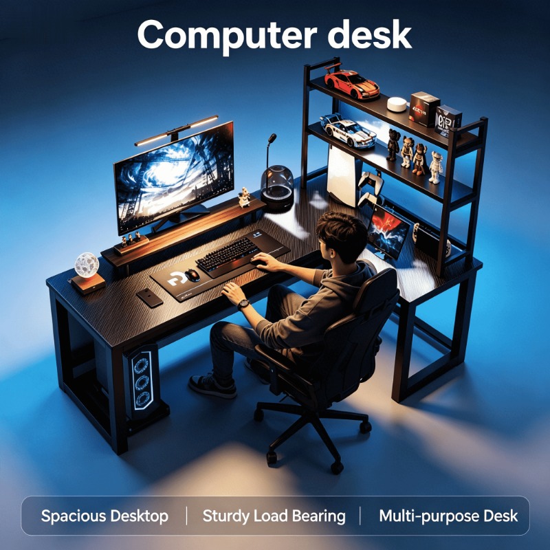Adjustable Height L Shaped Cor - Esports Gaming Table recension och pris